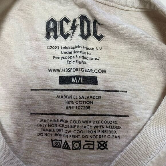 AC/DC Women’s Tan Spiral Tie Dye Wash Shirt Sz M - Picture 4 of 8
